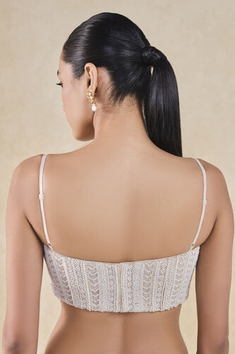 Bhama Embroidered Silk Choli - Ivory, White, image 2